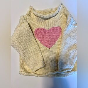 Cream Knit Kids Sweater with Pink Heart Motif